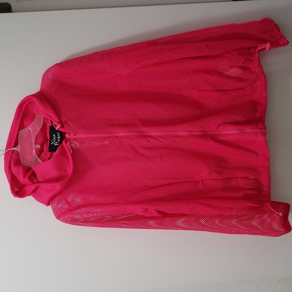 NWT Nina Parker Casual Athleisure Sheer Mesh Hoodie Jacket